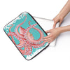 Red Octopus Teal Pattern Watercolor Laptop Sleeve