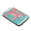 Red Octopus Teal Pattern Watercolor Laptop Sleeve