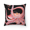 Red Octopus Tentacles Black Ink Art Square Pillow Home Decor