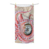 Red Octopus Tentacles Compass Vintage Map Polycotton Towel 30X60 Home Decor