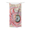 Red Octopus Tentacles Compass Vintage Map Polycotton Towel 36X72 Home Decor