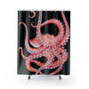 Red Octopus Tentacles Dance Black Shower Curtain 71X74 Home Decor