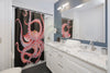 Red Octopus Tentacles Dance Black Shower Curtain Home Decor