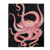 Red Octopus Tentacles Dance On Black Watercolor Art Velveteen Plush Blanket 50 × 60 All Over Prints