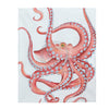 Red Octopus Tentacles Dance On White Watercolor Art Velveteen Plush Blanket 50 × 60 All Over Prints