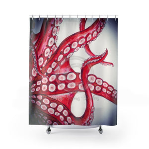 Red Octopus Tentacles Kraken! From The Dark Shower Curtain 71 × 74 Home Decor