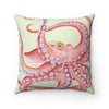 Red Octopus Tentacles Oatmeal I Watercolor Art Square Pillow Home Decor
