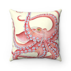 Red Octopus Tentacles Oatmeal Ii Watercolor Art Square Pillow 14 × Home Decor