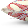 Red Octopus Tentacles Oatmeal Ii Watercolor Art Square Pillow Home Decor