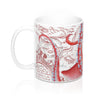 Red Octopus Tentacles Vintage Map Art Mug 11Oz