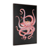 Red Octopus Vertical Framed Premium Gallery Wrap Canvas 24 × 36