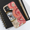 Red Octopus Vintage Beige Map Compass Art Case Mate Tough Phone Cases