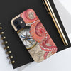Red Octopus Vintage Beige Map Compass Art Case Mate Tough Phone Cases