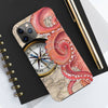 Red Octopus Vintage Beige Map Compass Art Case Mate Tough Phone Cases