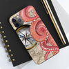 Red Octopus Vintage Beige Map Compass Art Case Mate Tough Phone Cases
