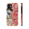 Red Octopus Vintage Beige Map Compass Art Case Mate Tough Phone Cases Iphone 12