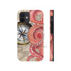 Red Octopus Vintage Beige Map Compass Art Case Mate Tough Phone Cases Iphone 12 Mini