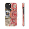 Red Octopus Vintage Beige Map Compass Art Case Mate Tough Phone Cases Iphone 14