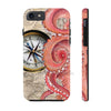 Red Octopus Vintage Beige Map Compass Art Case Mate Tough Phone Cases Iphone 7 8 Se