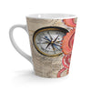 Red Octopus Vintage Beige Map Compass Art Latte Mug 12Oz Mug