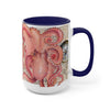 Red Octopus Vintage Beige Map Compass Art Two-Tone Coffee Mugs 15Oz Mug