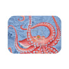 Red Octopus Vintage Map Blue Art Bath Mat Small 24X17 Home Decor