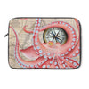 Red Octopus Vintage Map Compass Laptop Sleeve 13