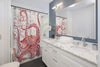 Red Octopus Vintage Map White Shower Curtain Home Decor
