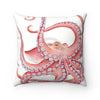 Red Octopus Watercolor Art Warm White Background Square Pillow 14 × Home Decor