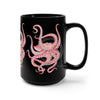 Red Octopus Watercolor Black Mug 15Oz