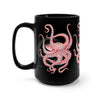 Red Octopus Watercolor Black Mug 15Oz