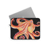 Red Octopus Watercolor On Black Art Laptop Sleeve