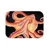 Red Octopus Watercolor On Black Bath Mat 24 × 17 Home Decor