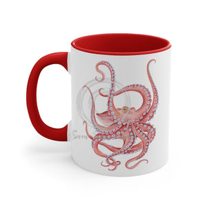 Red Octopus Watercolor On White Art Accent Coffee Mug 11Oz /
