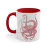 Red Octopus Watercolor On White Art Accent Coffee Mug 11Oz /