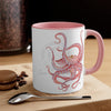 Red Octopus Watercolor On White Art Accent Coffee Mug 11Oz