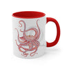 Red Octopus Watercolor On White Art Accent Coffee Mug 11Oz