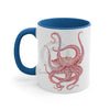 Red Octopus Watercolor On White Art Accent Coffee Mug 11Oz