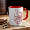Red Octopus Watercolor On White Art Accent Coffee Mug 11Oz