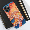 Red Orange Octopus On Blue Watercolor Ink Art Case Mate Tough Phone Cases