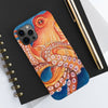 Red Orange Octopus On Blue Watercolor Ink Art Case Mate Tough Phone Cases