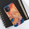 Red Orange Octopus On Blue Watercolor Ink Art Case Mate Tough Phone Cases