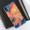 Red Orange Octopus On Blue Watercolor Ink Art Case Mate Tough Phone Cases