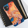 Red Orange Octopus On Blue Watercolor Ink Art Case Mate Tough Phone Cases