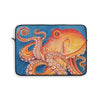 Red Orange Octopus On Blue Watercolor Ink Art Laptop Sleeve 13