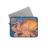 Red Orange Octopus On Blue Watercolor Ink Art Laptop Sleeve