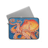 Red Orange Octopus On Blue Watercolor Ink Art Laptop Sleeve