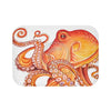 Red Orange Octopus On White Watercolor Ink Art Bath Mat 24 × 17 Home Decor