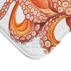 Red Orange Octopus On White Watercolor Ink Art Bath Mat Home Decor