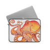 Red Orange Octopus On White Watercolor Ink Art Laptop Sleeve